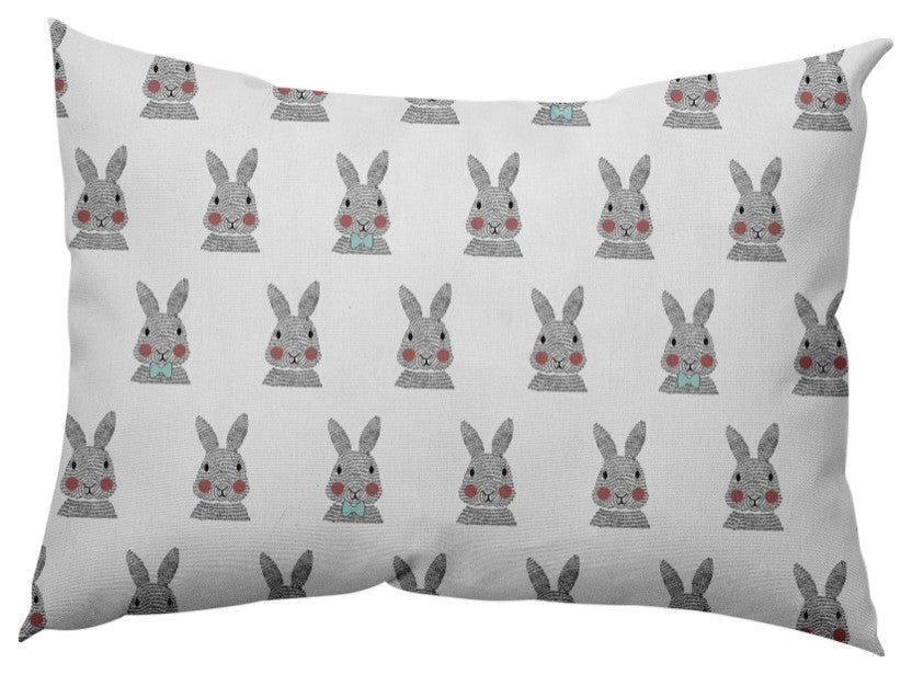 Bunny Fluffle Easter Decorative Lumbar Pillow, Wave Top Blue, 14x20"