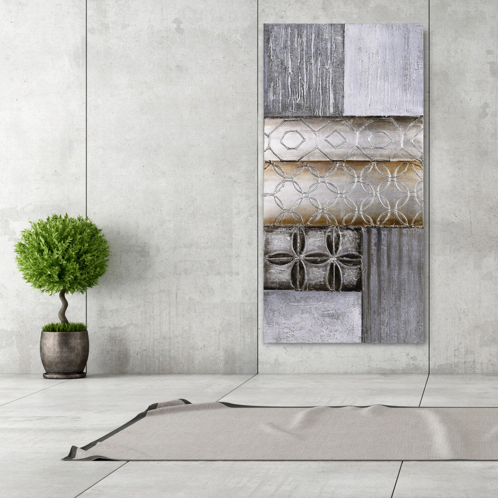 Stacked Abstract Wall Art Textured Metallic Hand Painted by Martin Edwards, Stacked 1