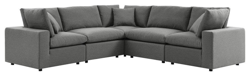 Modular Lounge Sectional Deep Sofa Set, Charcoal Gray, Modern, Outdoor