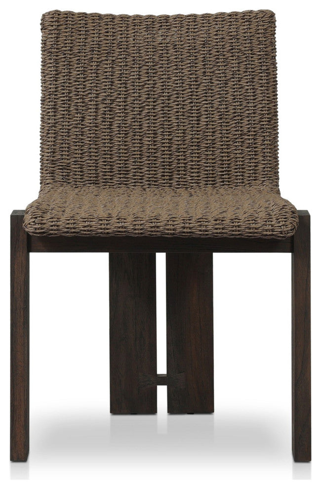 Roxy Outdoor Dining Chair Faux Dark Hyacinth, Stained Saddle Brown Fsc