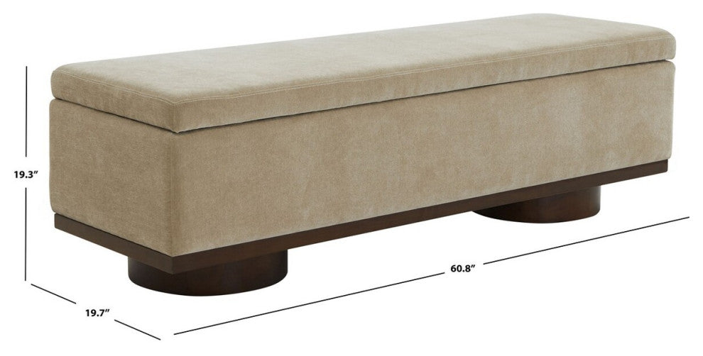 Safavieh Couture Vianna Boucle Bench, Light Brown/Walnut