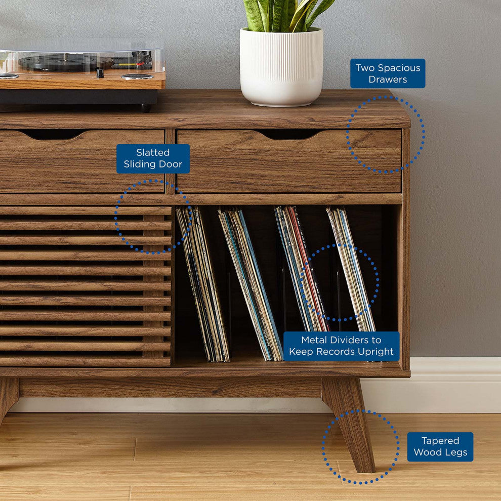 Sofa Side Table Display Stand, Wood, Brown Walnut, Modern, Lounge Hospitality