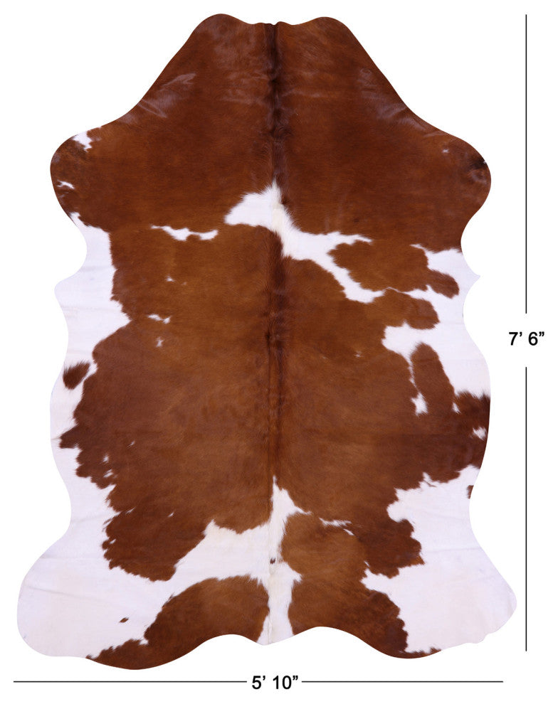 Brown and White Natural Cowhide Rug 7' 6" X 5' 10" C2324