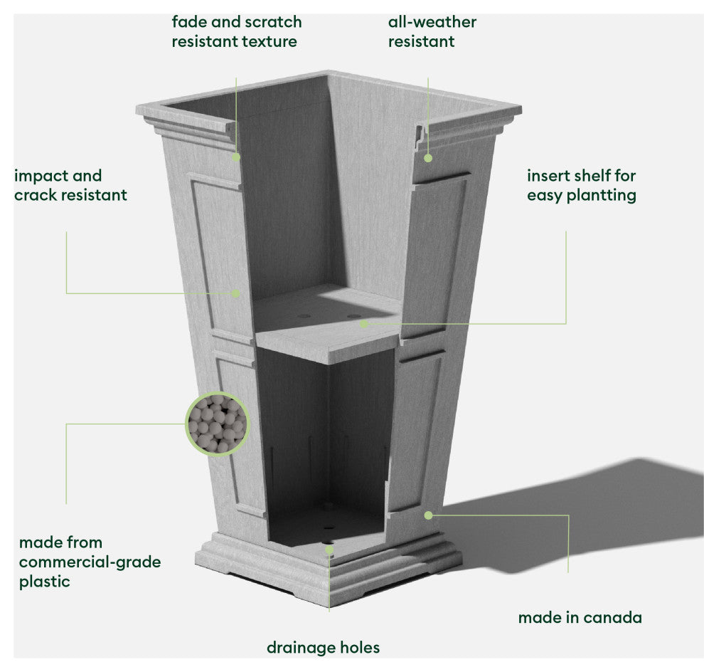 Veradek Brixton Tall Planter, Gray, 26 Inch, 1 Pack