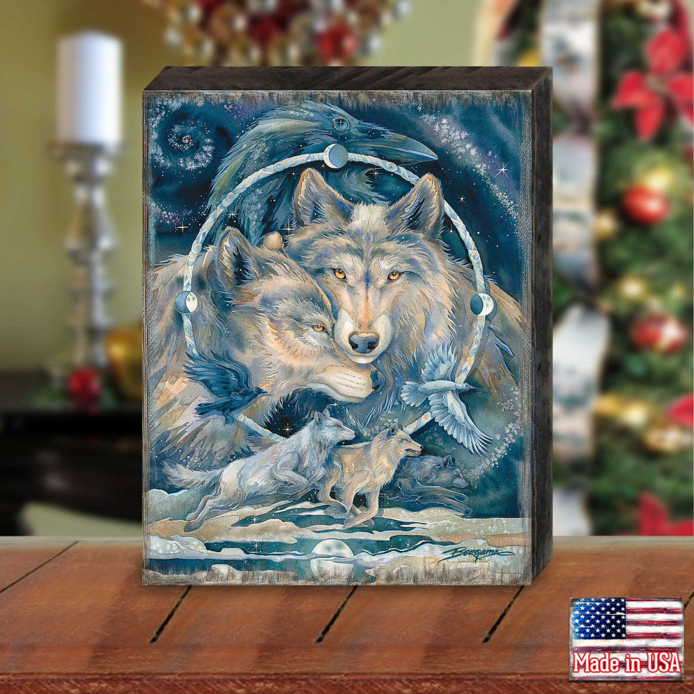 In Spirit I Am Free Wolves Ravens Wooden Wall Art, Petite 7.5x5.5