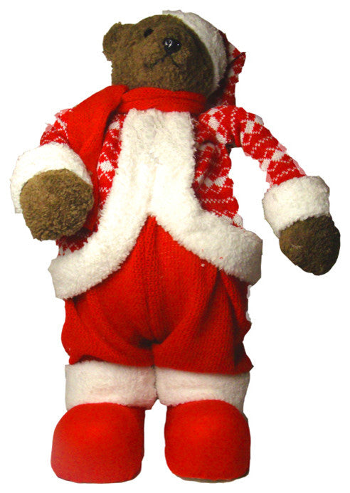 Table Top Knit Suit Bear Winter Christmas Figure, Brown, 19"