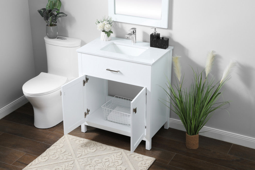 30" SIngle Bathroom Vanity, White
