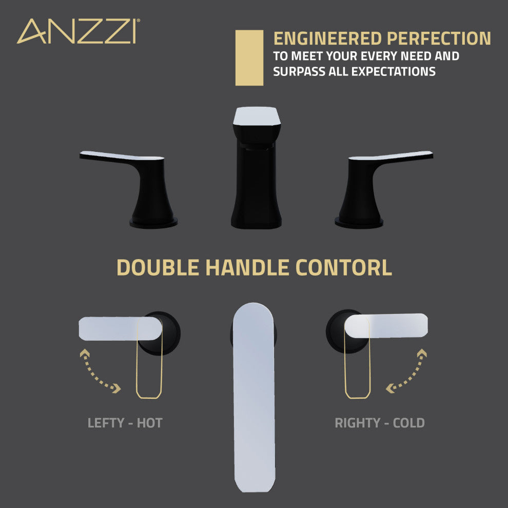 2-Handle 3-Hole Widespread Bathroom Faucet, Matte Black and Chrome