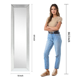 Bling Beveled Cheval Mirror, Full-Length Mirror, Floor Mirror, 64"x18"