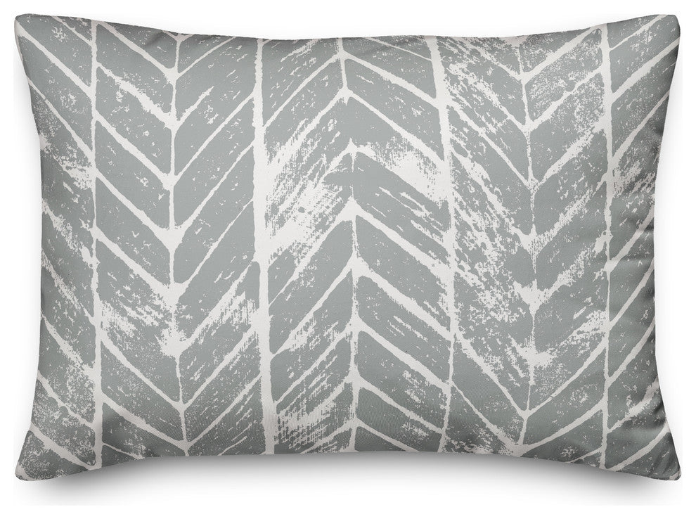 Grey Distressed Chevron 14x20 Lumbar Pillow