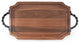 Large Scalloped Walnut Carving Board, Twisted Ball Handles, 15" x 24"