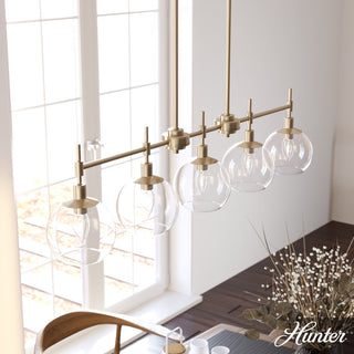 Xidane Alturas Gold, Clear Glass 5 Light Linear Chandelier Light