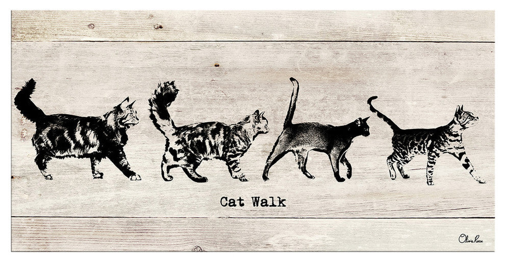 Ready2HangArt ''Cat Walk'' Wrapped Canvas Pet Wall Art, 8"x16"