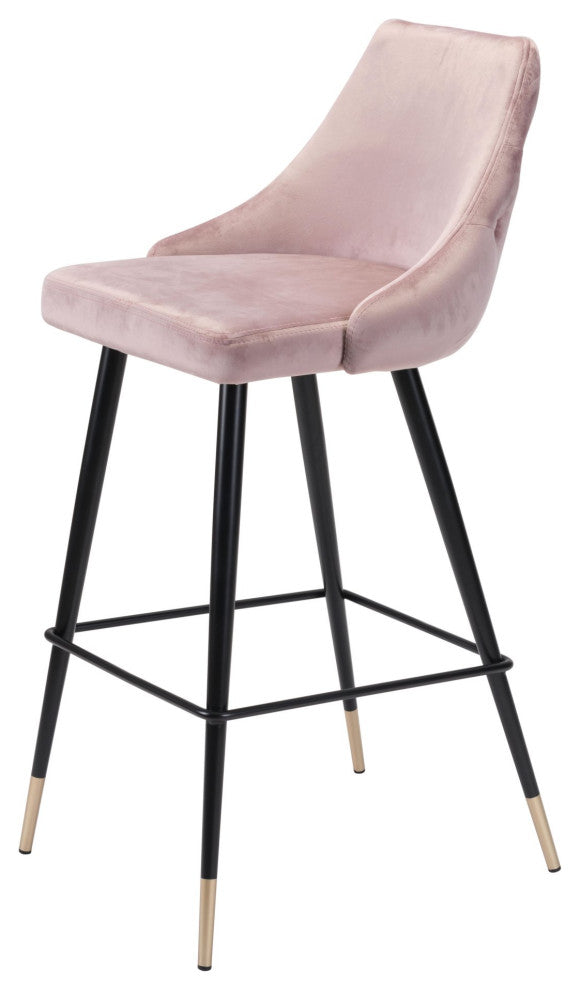 Bar Stool Chair Barstool, Steel Metal, Fabric, Pink, Black, Gold, Cafe Bistro