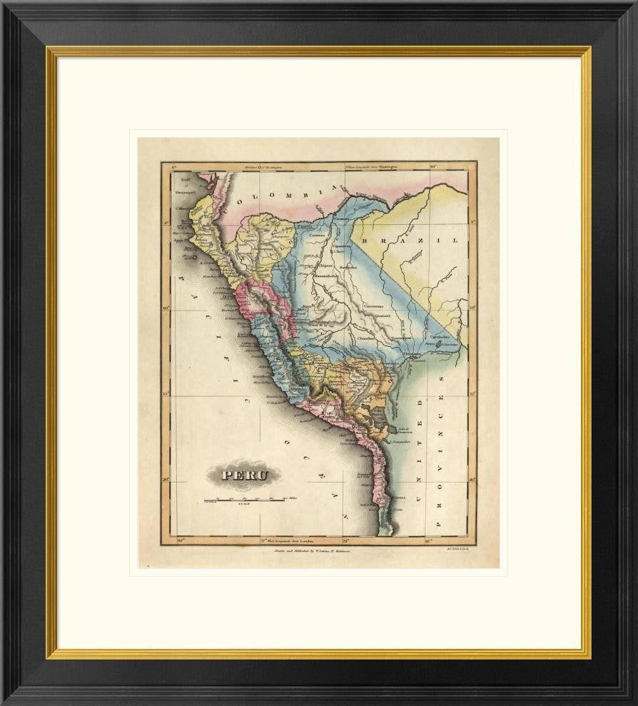 "Peru, 1823" Framed Digital Print by Fielding Lucas, 24x26"