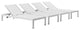 Silver White Shore Chaise Outdoor Patio Aluminum Set of 4