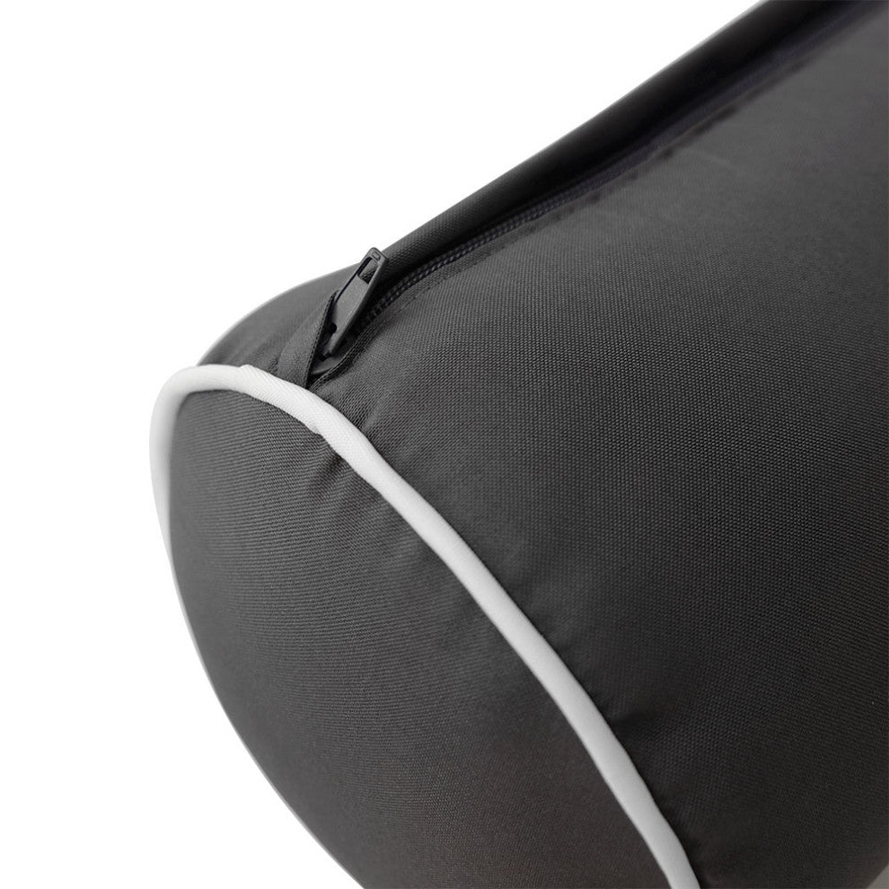 |COVER ONLY| Outdoor Contrast Piped Trim Large 26x6 Bolster Pillow Cover AD003