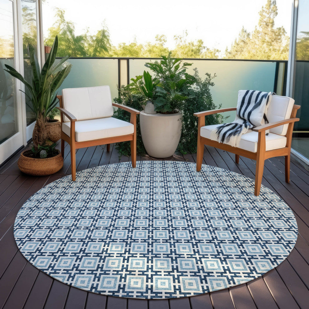 Indoor/Outdoor Marlo MO1 Navy Machine Washable 10' x 10' Rug