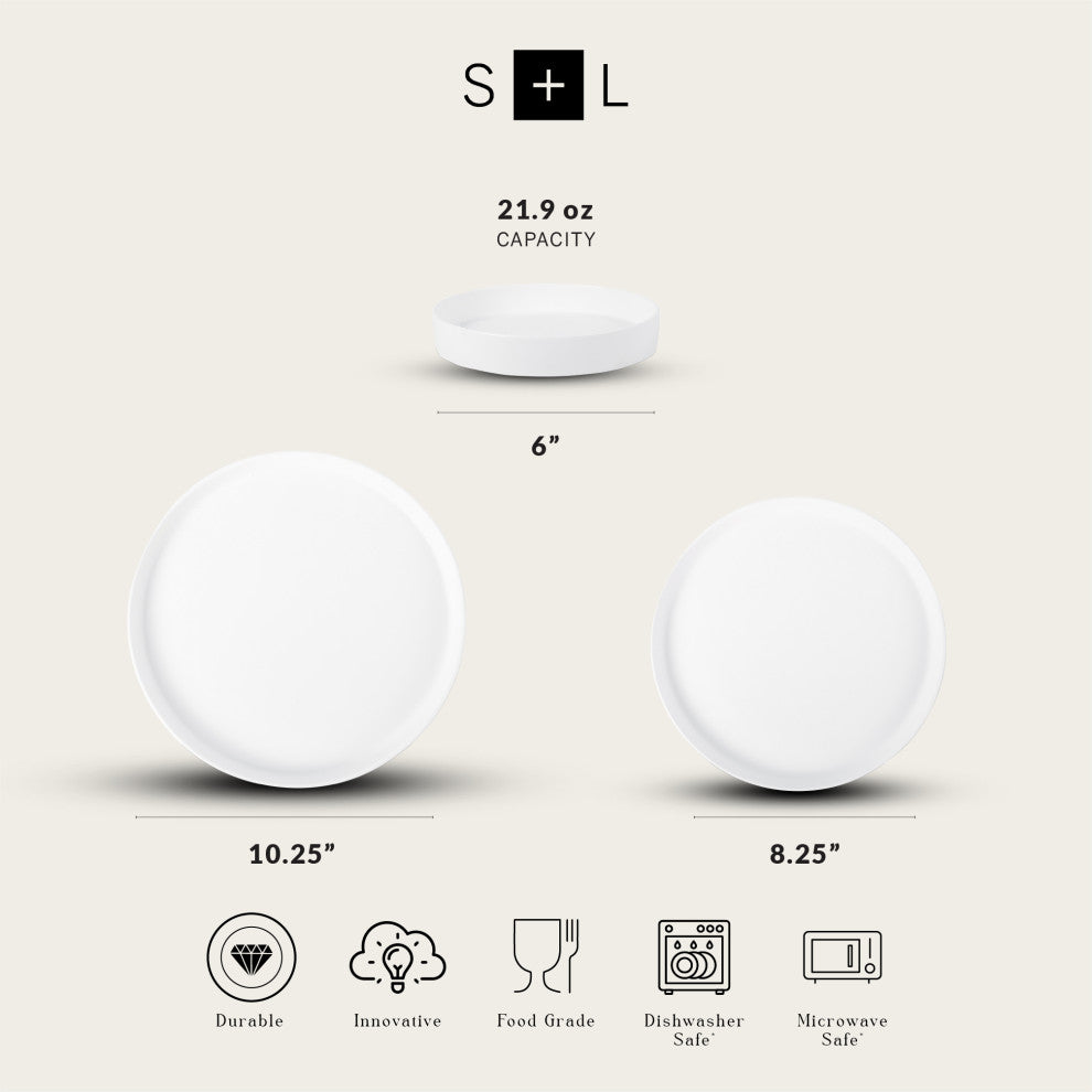 Stone Lain Fosca Bone China 32 Piece Dinnerware Set, Matte White