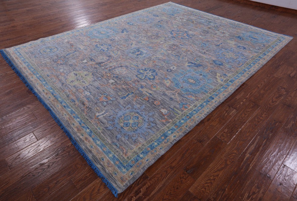 9' 1" X 12' 2" Hand Knotted Turkish Oushak Wool Rug - Q13297