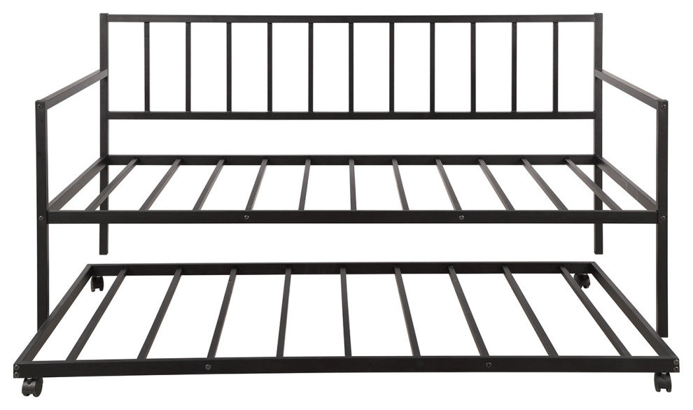 Gewnee Metal Twin Size Daybed with Trundle in Black