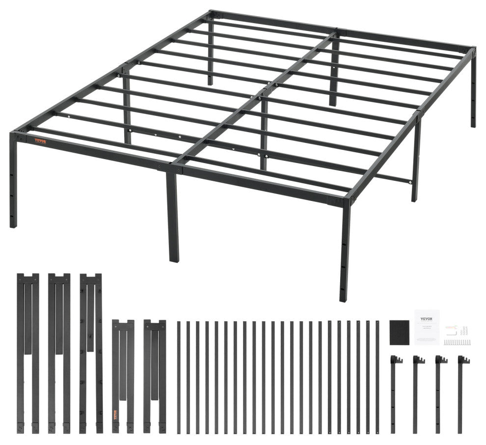 VEVOR Queen Size Bed Frame 18" Metal Bed Frame Platform 1500 lbs Noise Free