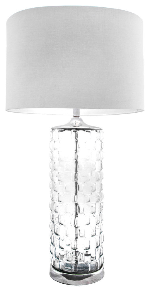 Nuloom Glass Cotton Shade Clear Finish 3-Way Switch Table Lamp, 15"