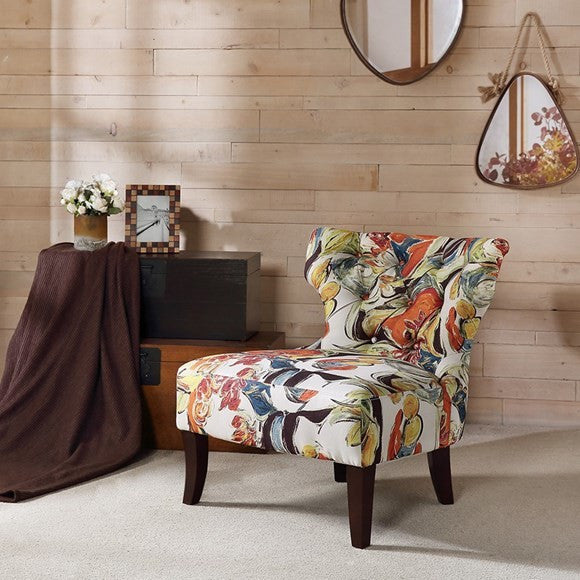 Madison Park Erika Hourglass Tufted Armless Chair, Multi, Abstract