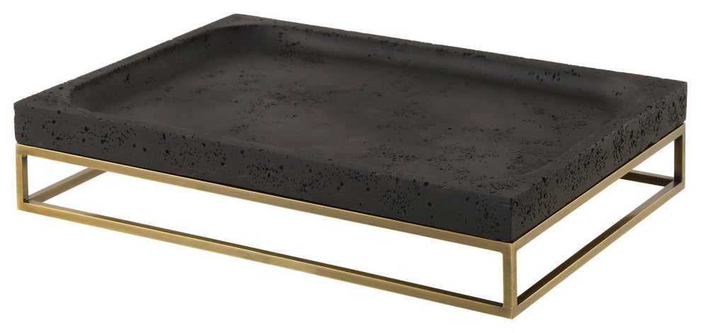 Uttermost Shadowstone Cast Black Tray