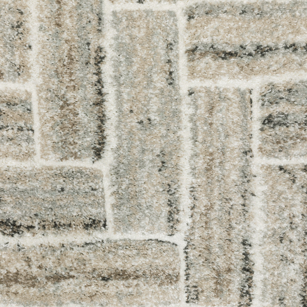Canton Herringbone Ivory/Beige Indoor Area Rug, 1'10"x7'6"