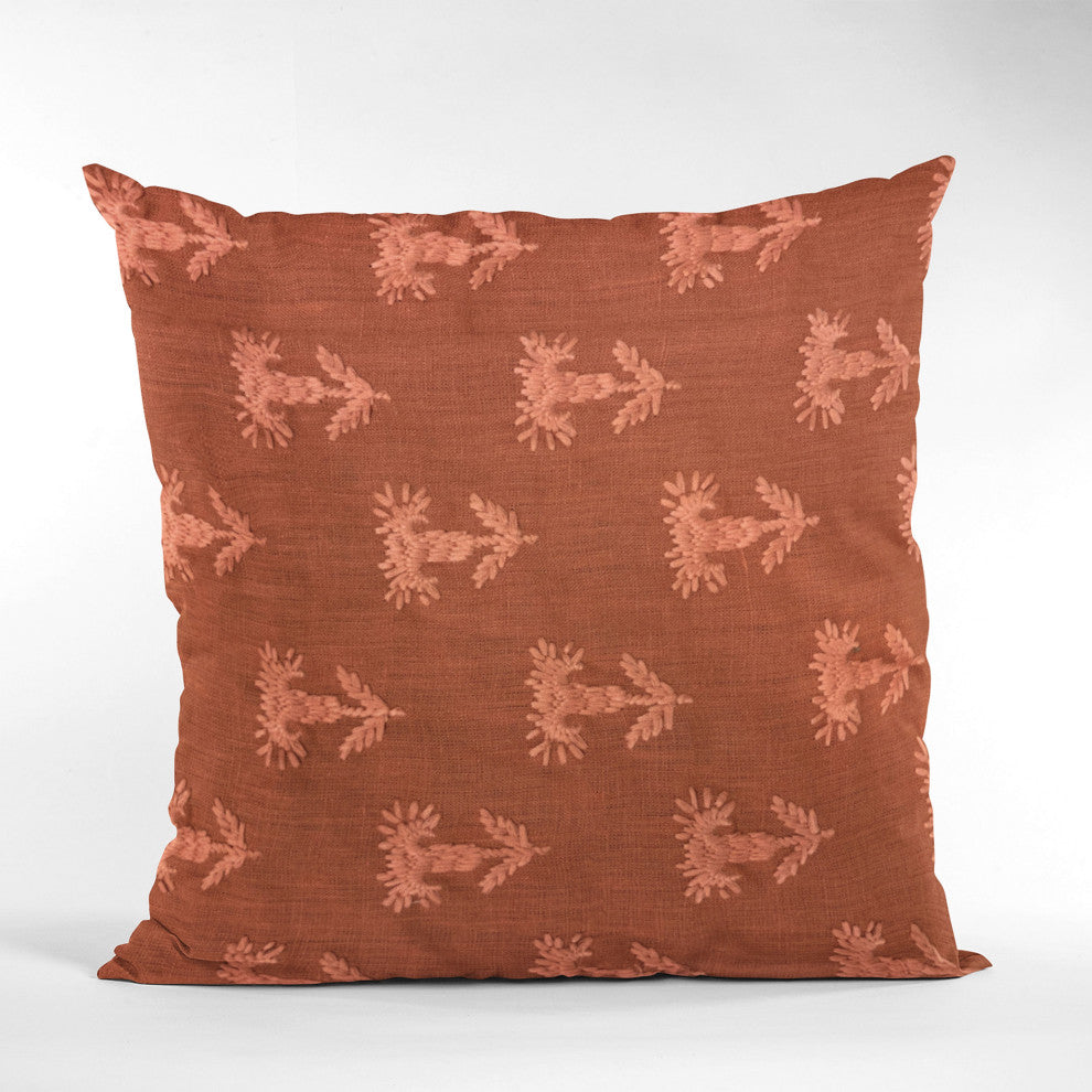 Plutus Red Growth Motif Luxury Throw Pillow, 24"x24"