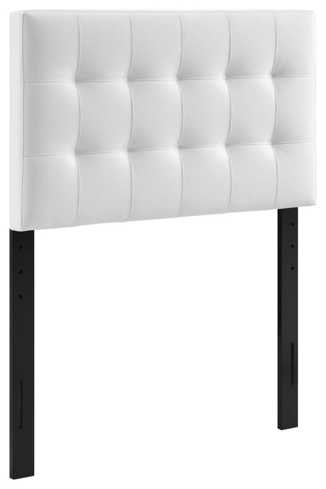 Lily Twin Tufted Faux Leather Headboard, White