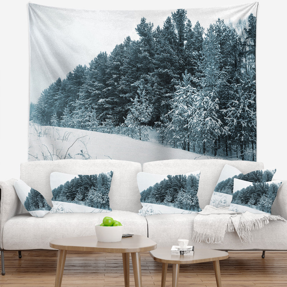 Dark Winter Trees Landscape Wall Tapestry, 39"x32"