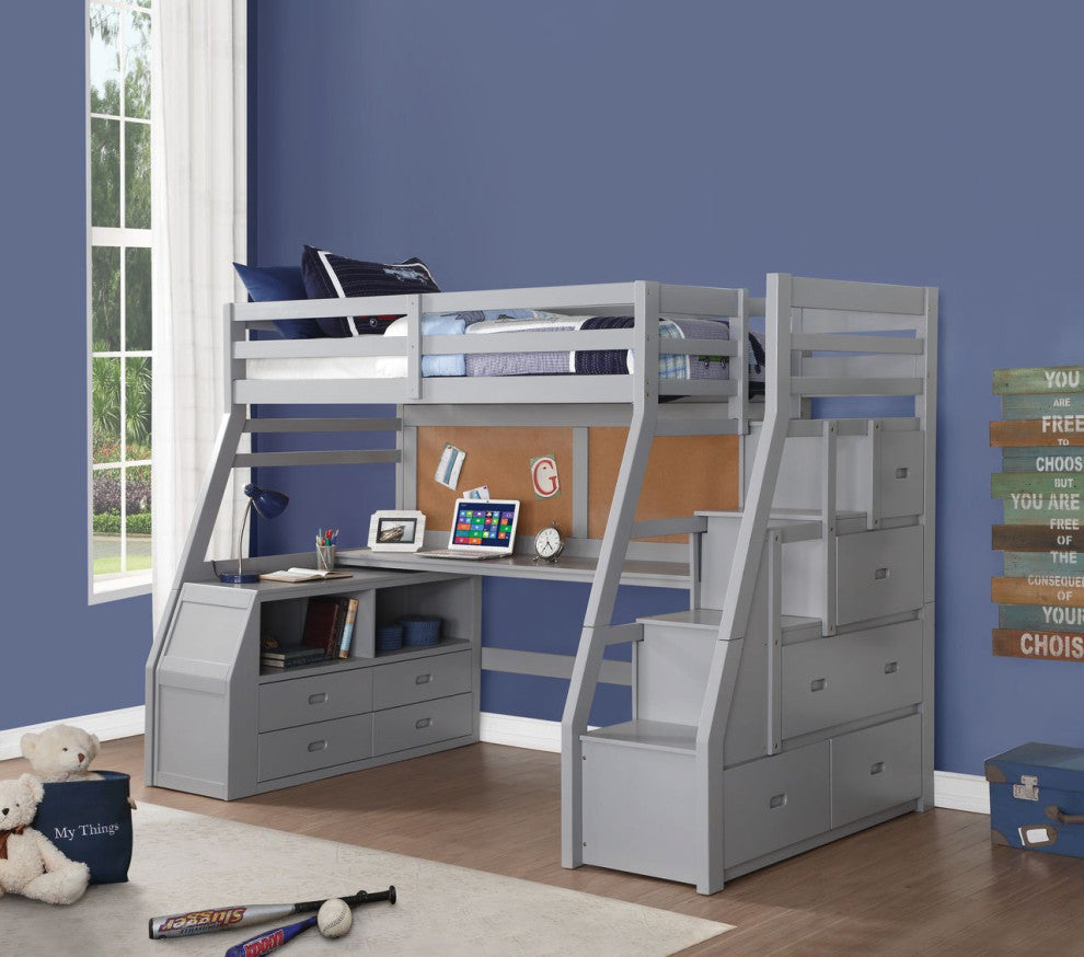 ACME Jason II Loft Bed and Storage Ladder, Gray