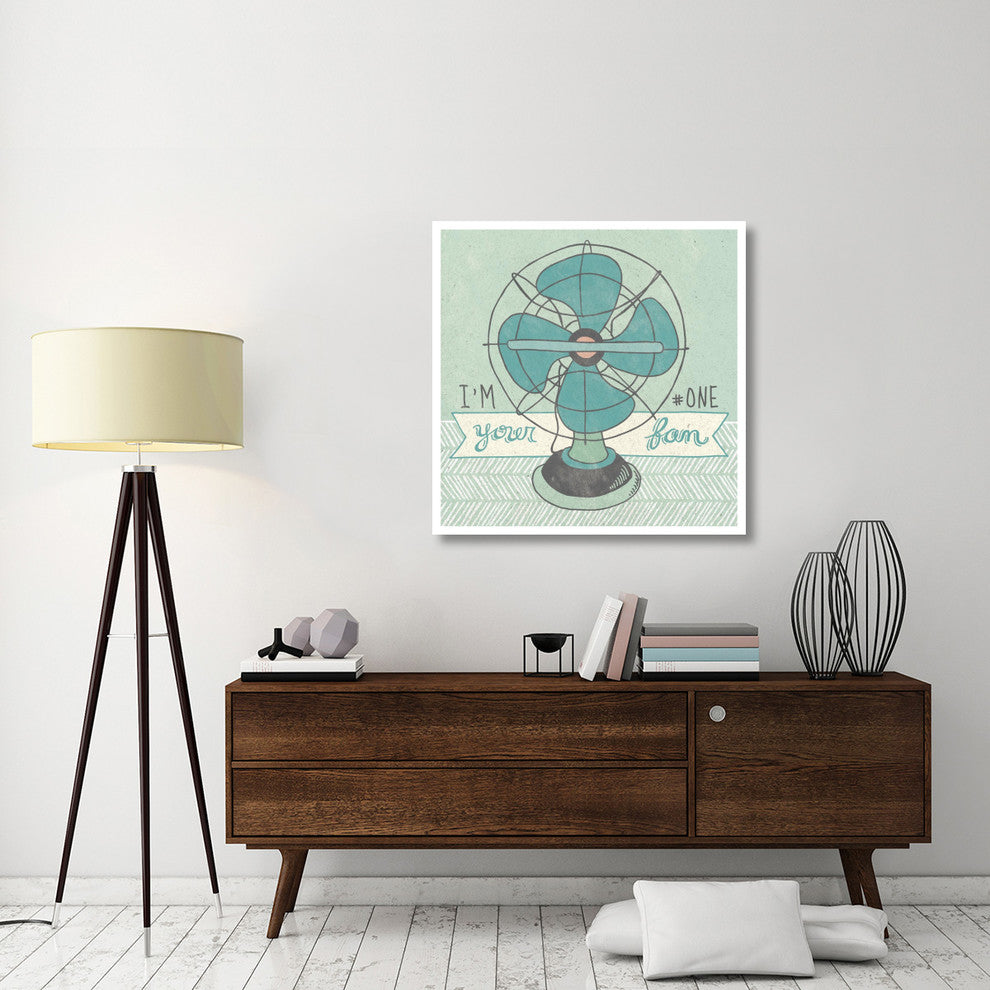 "Retro Fan Gray" Digital Paper Print by Mary Urban, 38"x38"