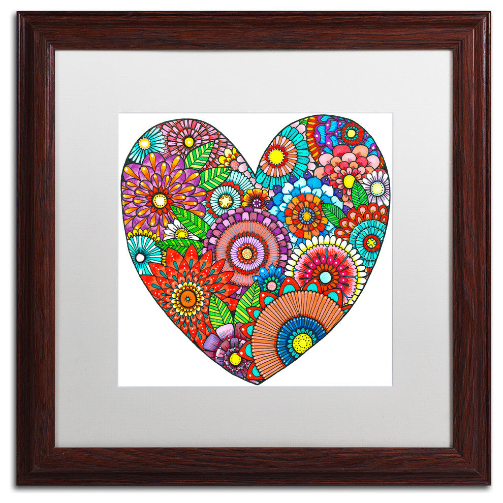Hello Angel 'Floral Heart' Art, Wood Frame, White Mat, 16x16