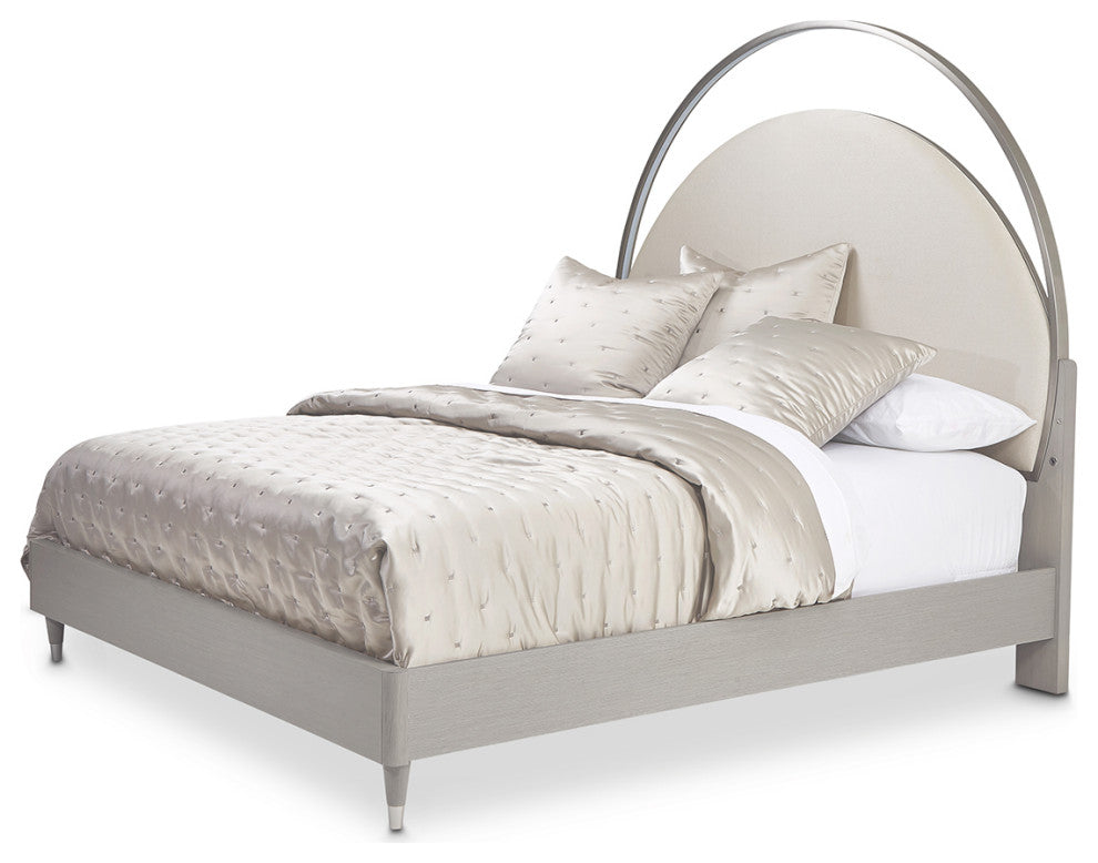 Eclipse Eastern King Upholstered Bed with LED Lights - Moonlight Gray