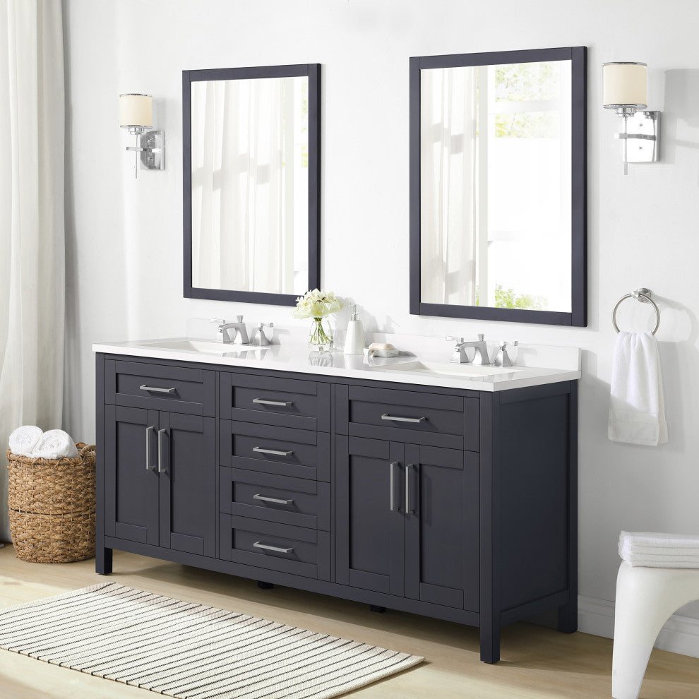 OVE Decors Tahoe Vanity With Mirror, Dark Charcoal, 72"