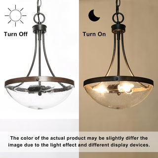 LNC Modern 3-Light  Drum Chandelier With Glass Shade