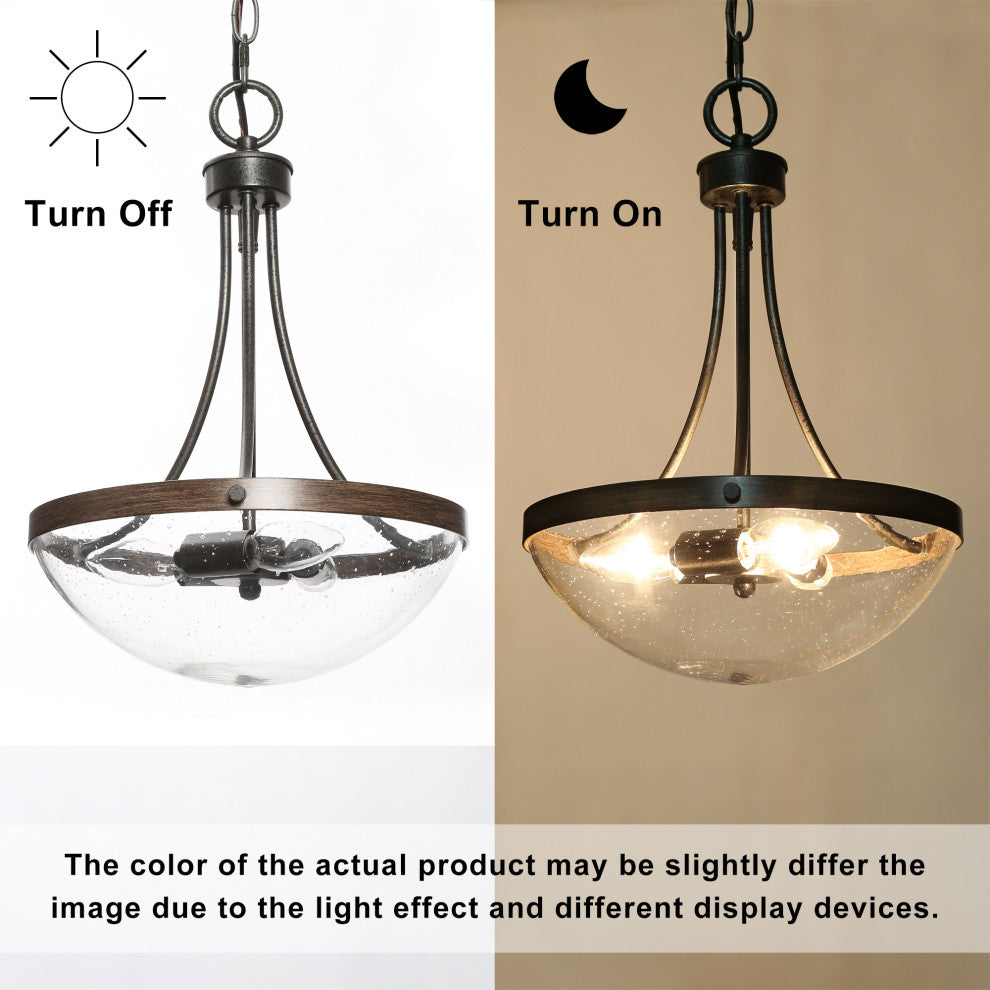 LNC Modern 3-Light  Drum Chandelier With Glass Shade