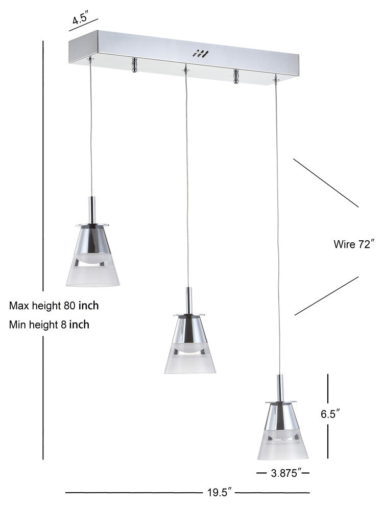 Alain 1-Light Adjustable Metal Integrated LED Pendant, 19.5"