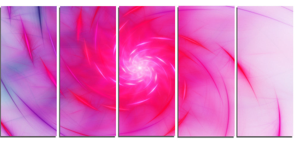 Beautiful Fractal Pink Whirlpool, Floral Canvas Art Print, 60"x28", 5 Panels