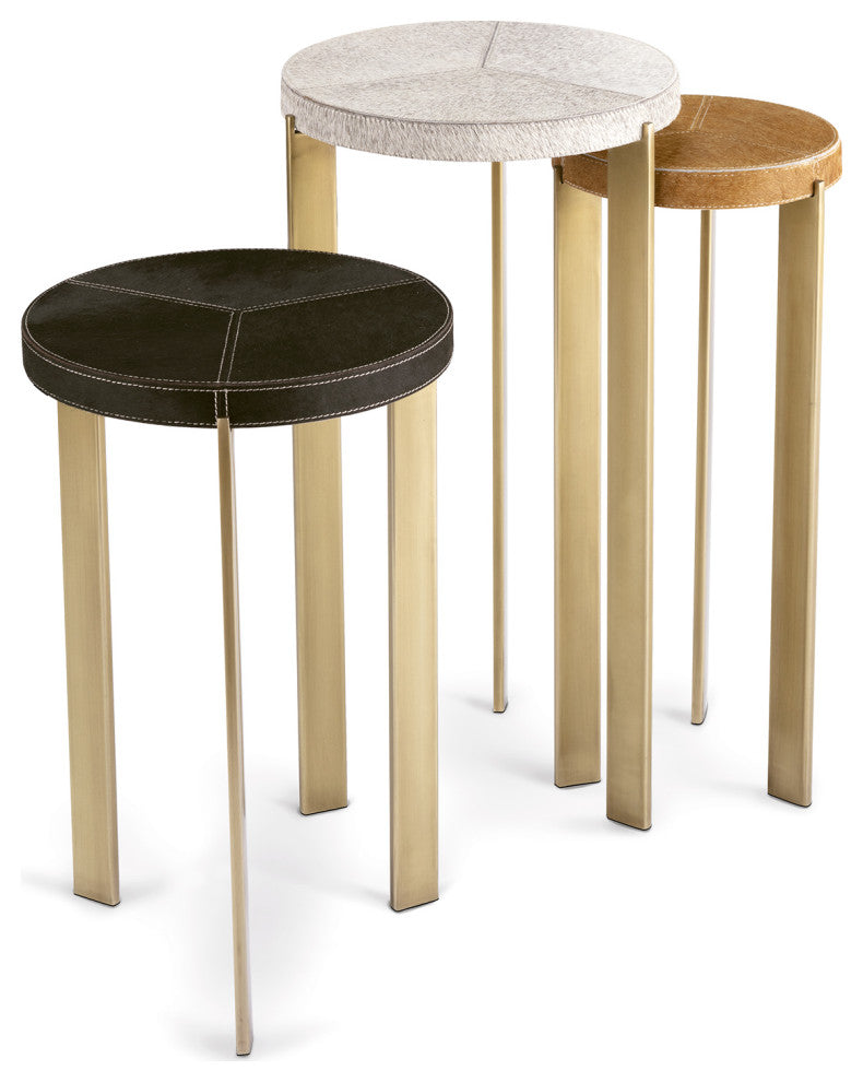 Andres Hair on Hide Mixer Table Set, Brass