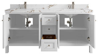 Nashville 72" Double Sink Bath Vanity, White 2" Viola Brown