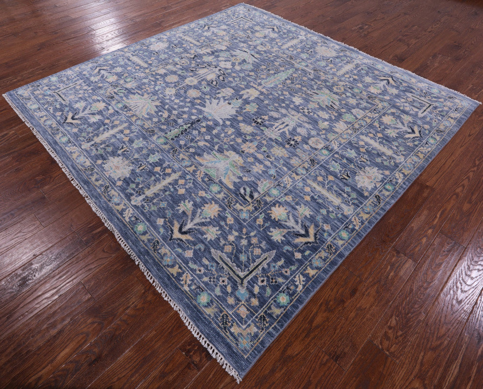 8' Square Handmade Turkish Oushak Wool Rug - Q15596