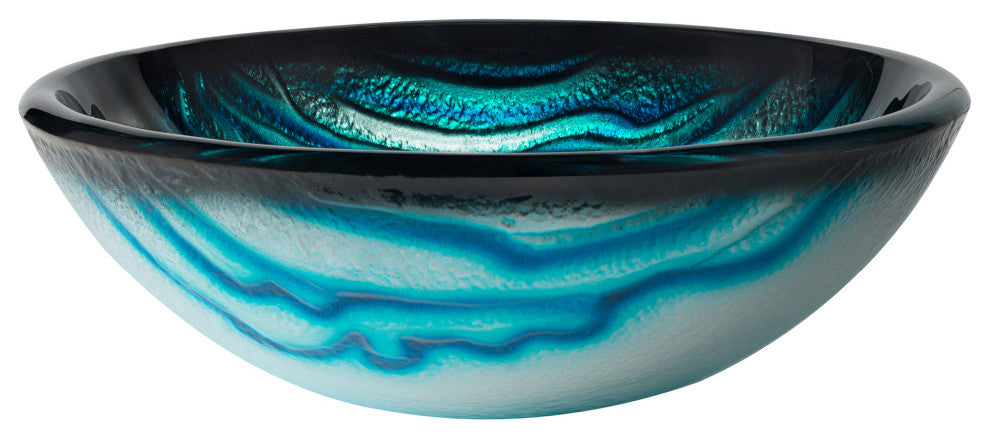 Nature Series 17" Round Blue Glass Vessel 19mm Bathroom Sink