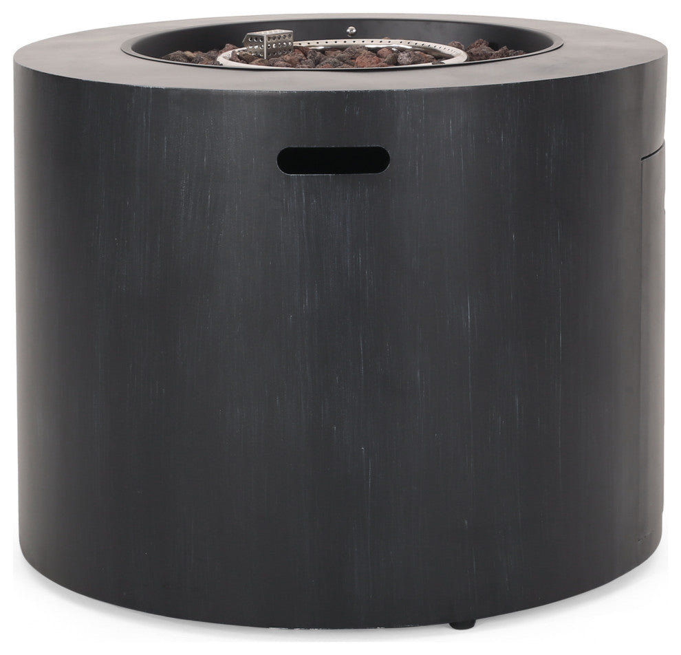 Jasmine Outdoor 40,000 BTU Circular Fire Pit, Brushed Black