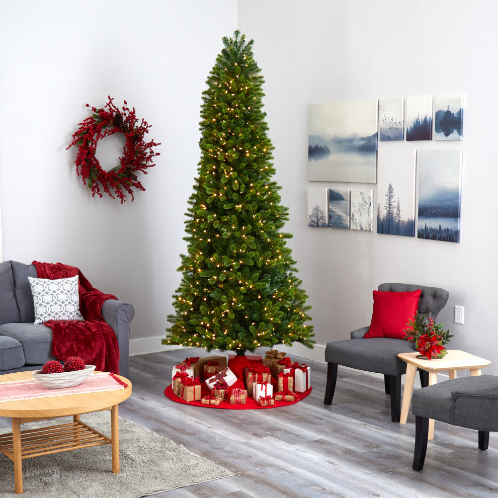 9' Virginia Spruce Faux Xmas Tree W/Multifunction Lights & Bendable Branches