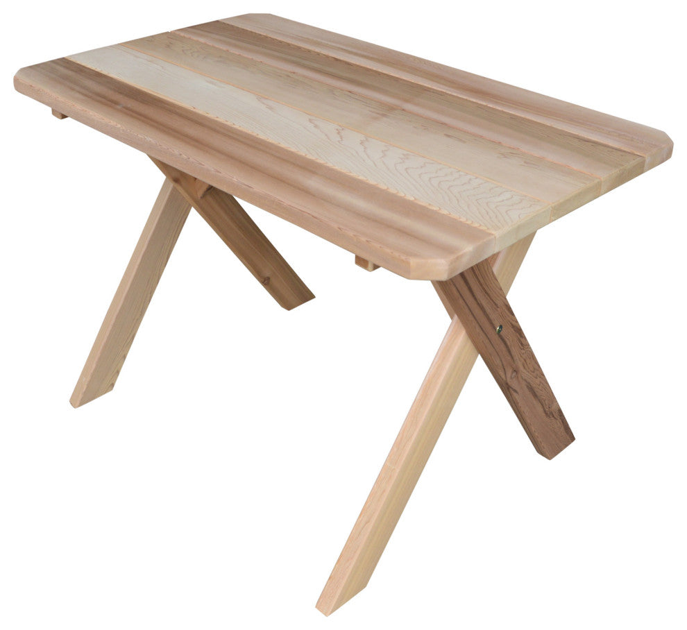 Cedar Cross-Leg Table, Unfinished, 4 Foot
