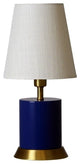 Geo Accent Lamp, Navy Blue With Weathered Brass Accents With Linen Hardback
